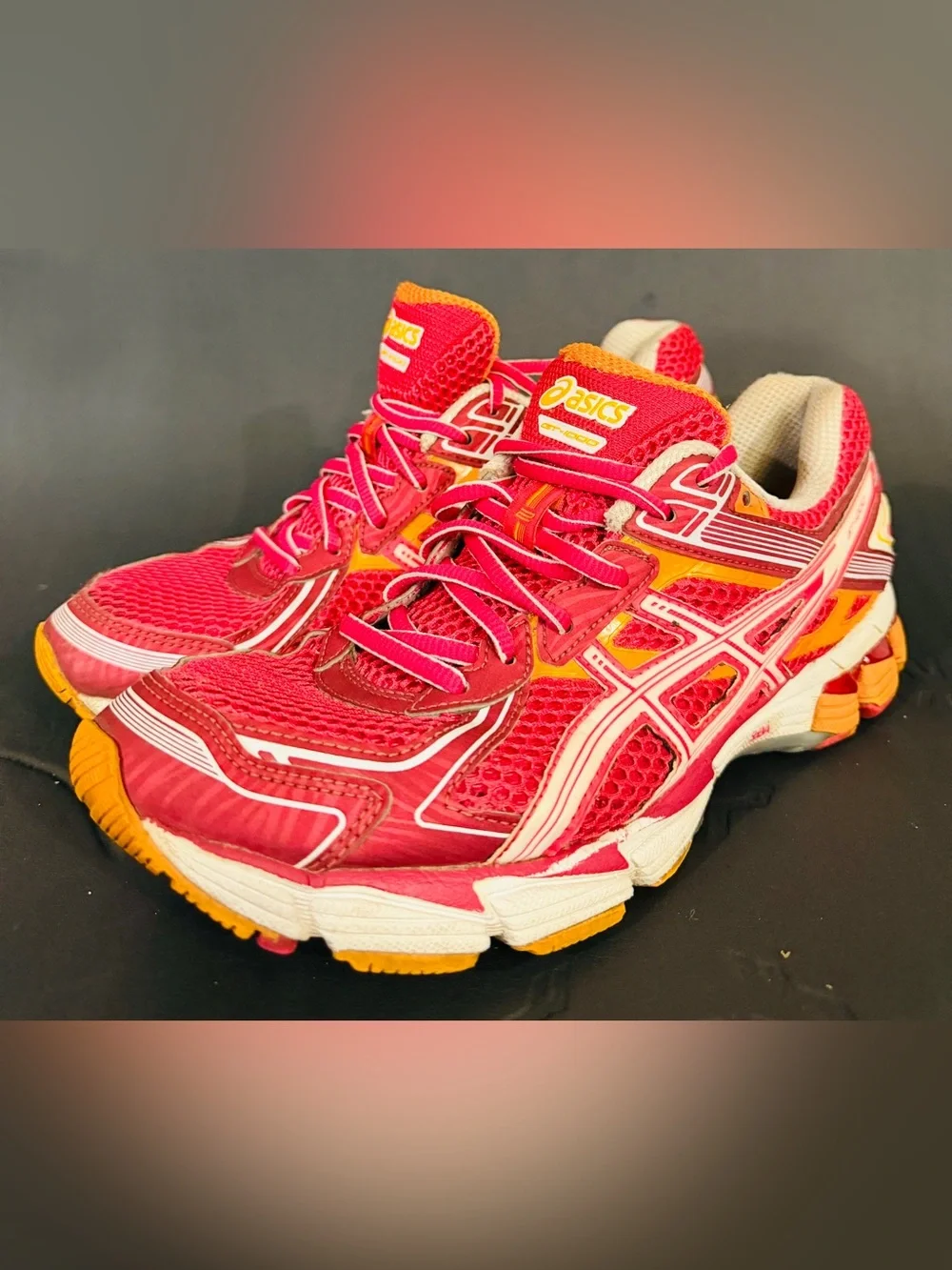 ASICS Women's Hot Pink and Orange Athletic Running Shoes